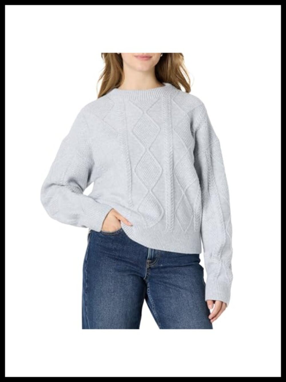 Relaxed Fit Cable Knit Mock Neck Pullover Sweater